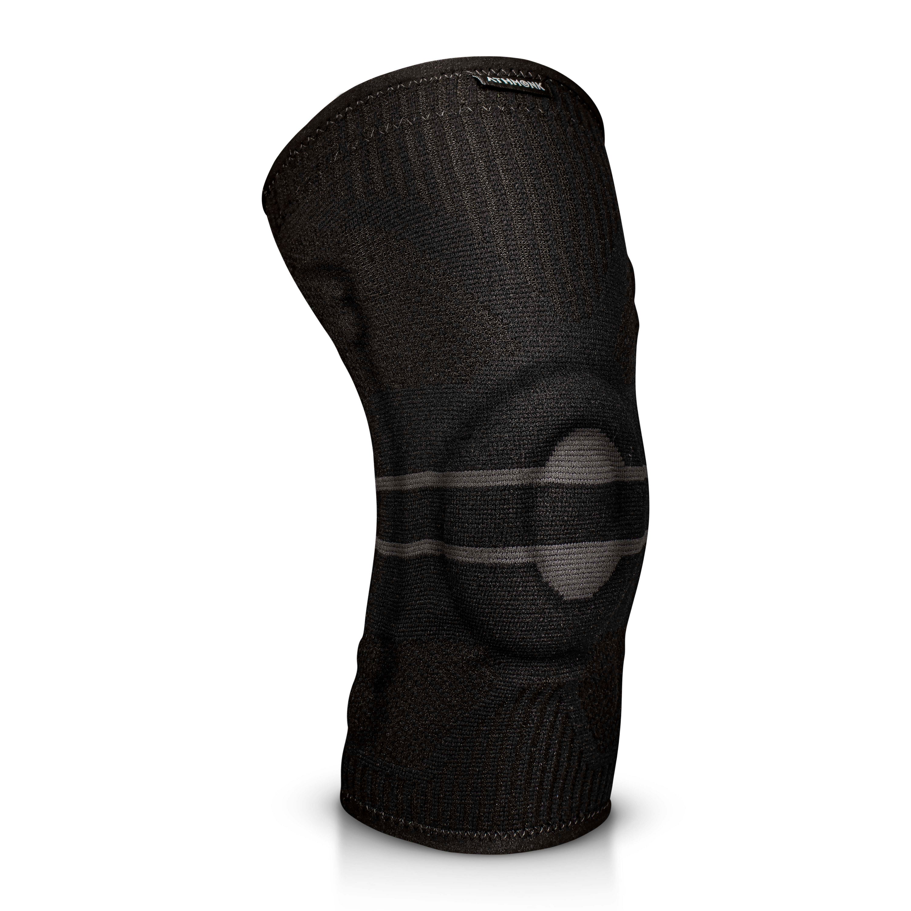 Athmonk 3D Patella Silicone Gel Pad Compression Knee Caps Supporter For Women & Men Charcoal Black